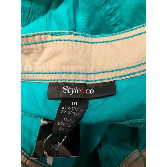 Style & Co Chino Shorts Flat Front Pocket Preppy Casual Green Womens Size 10 NWT - Picture 6 of 6